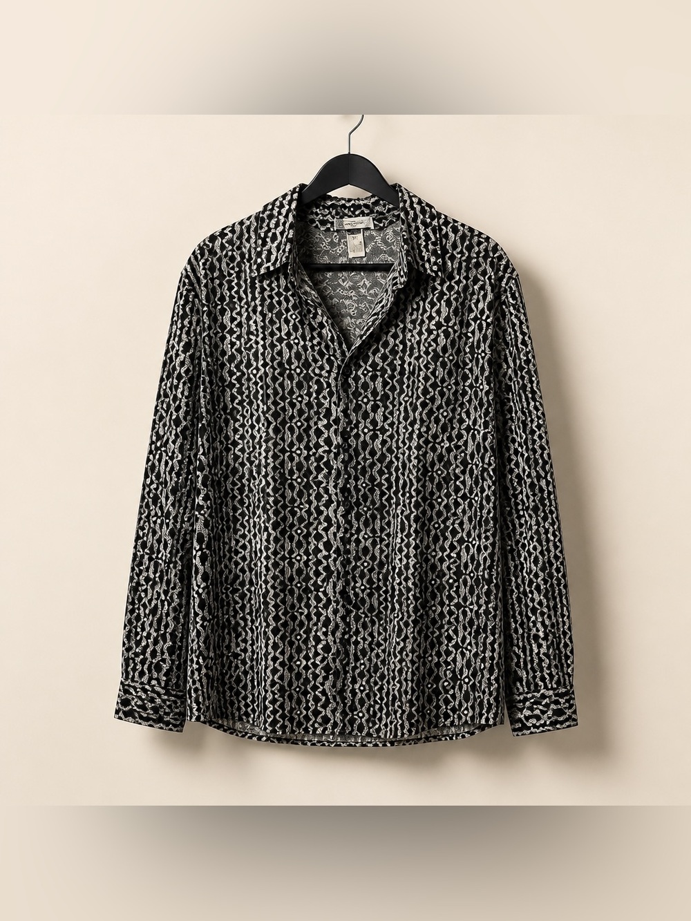 Roaman’s Dress Shirt Womens Size 2x Black and White Geometric Button Down